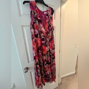 Calvin Klein Vibrant Floral Maxi Dress - Pink and Black